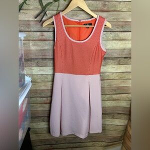 C. Luce Peaches and Cream Polka Dot Fit & Flare Sleeveless Dress Size Small